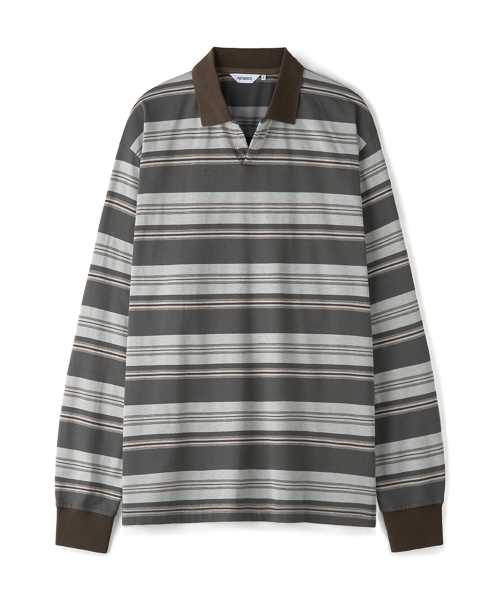 Block Stripe Rugby Long Sleeve Taupe