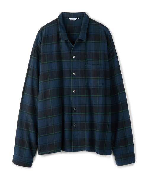 Tartan Check Short Collar Shirts Navy