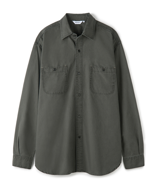 Washed Double Pocket Shirts Charcoal Olive