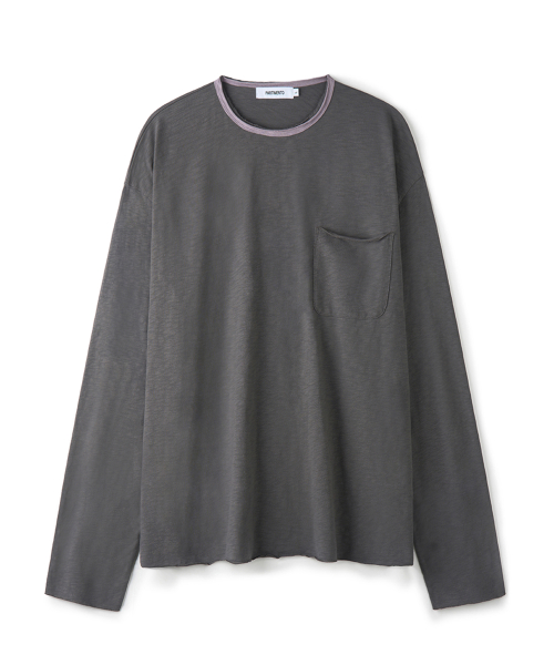 Bumpy Slub Double Neck Long Sleeve Charcoal