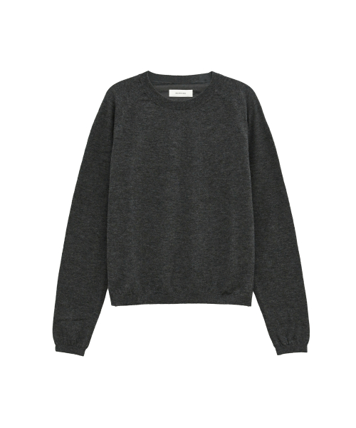 W Super Fine Bound Neck Knit, Charcoal