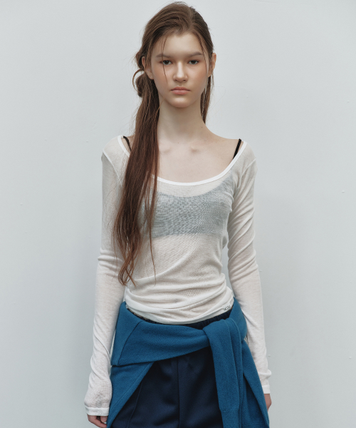 LAYERED BOAT NECK TOP_IVORY