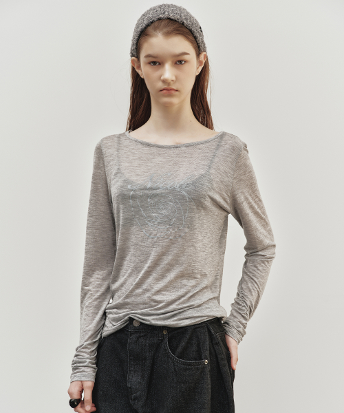 NICOLE ROSE SHIRRING TOP_MELANGE