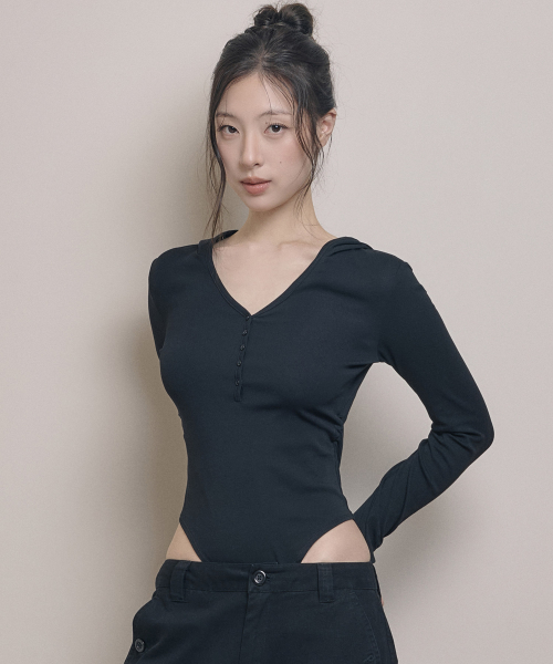 Hooded Body Suit - Black