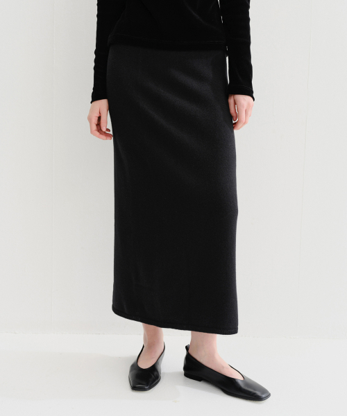 ENRI WOOL KNIT SKIRT (BLACK)