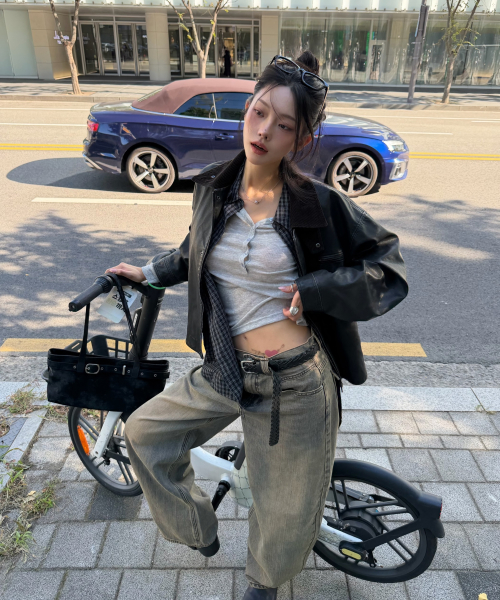 페이크레더 배색자켓_MIWJLGT21G