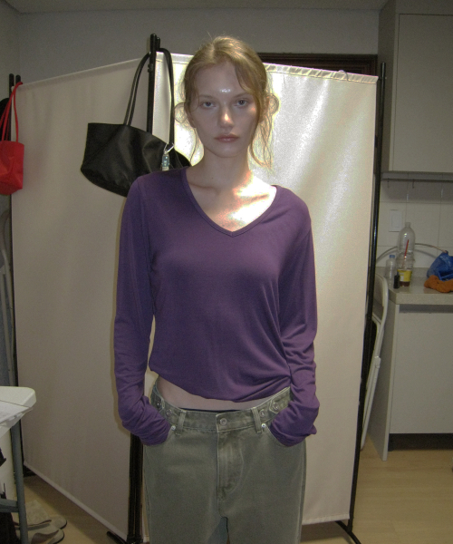 Fawn deep v-neck tee - Purple