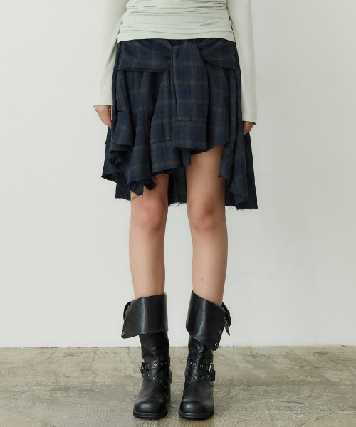 Shirt Layer Flare Skirt (NAVY)