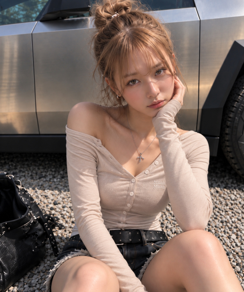 OFFSHOULDER HENLEY LONG SLEEVE [BEIGE]