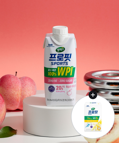 셀렉스 [12개+러너 스틱 10개] 프로핏 스포츠 WPI 드링크 복숭아 330ml+프로핏 레몬 1박스(15G*10개)
