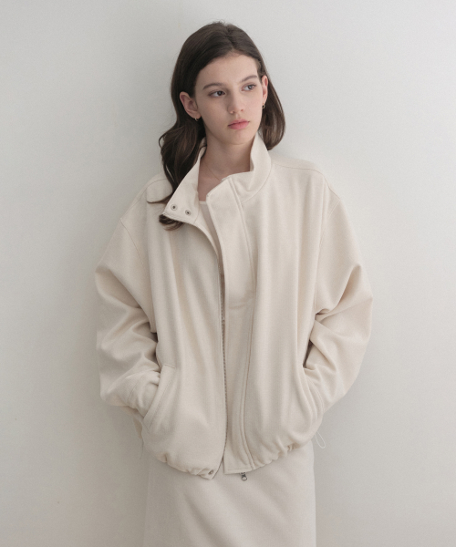 Les corduroy half neck Jacket (ivory)
