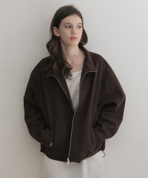 Esu suede half blouson (brown)