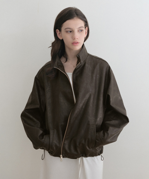 ean leather half Jacket (brown)