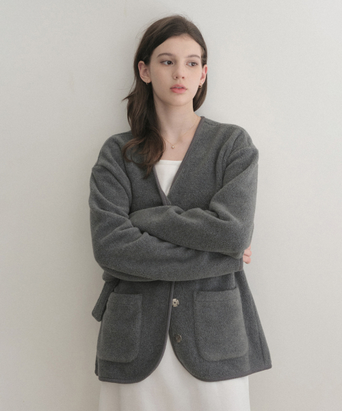 Cosy Wool fleece Snap Jacket (chacoal)