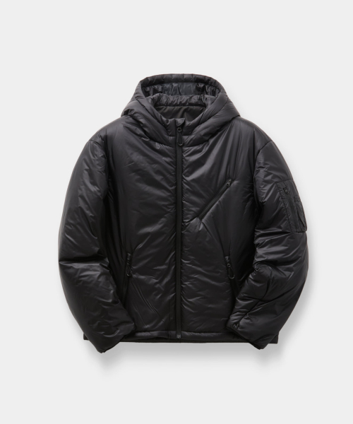 Lightweight Shell Padded Hooded Jumper (Black)