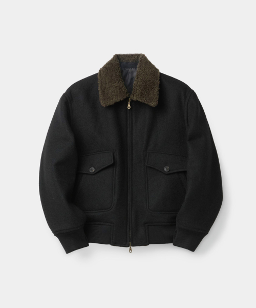 Broken Wool G-1 Bomber Jacket (Black)