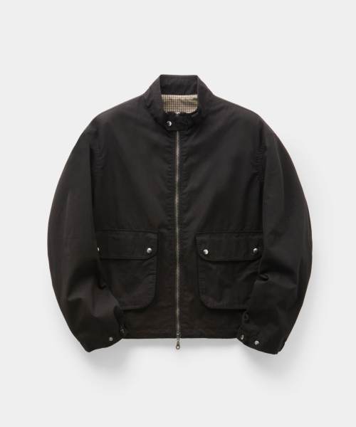 Stand Collar Washed Cotton Jumper (Washed Black)