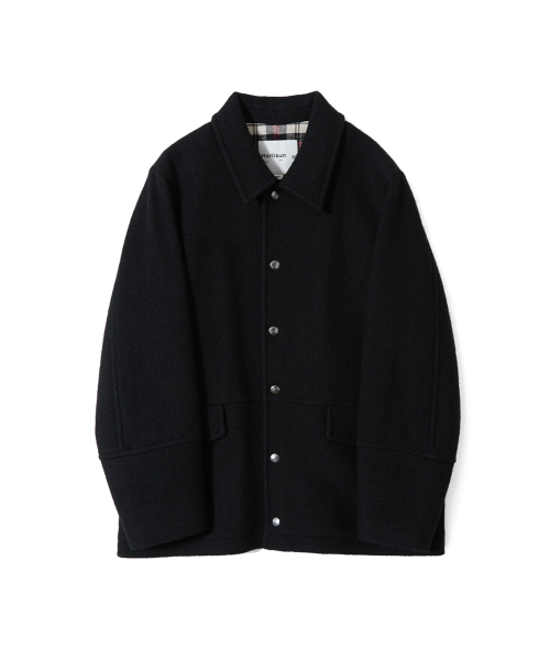 Idaho Snap Button Wool Half Coat Black