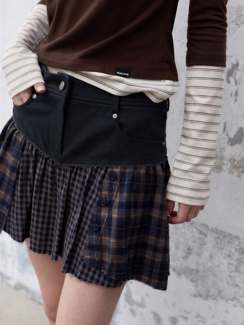Mix Check Mini Skirt VW6AS985_2color