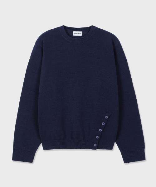 [Unisex] Side Button Knit Navy