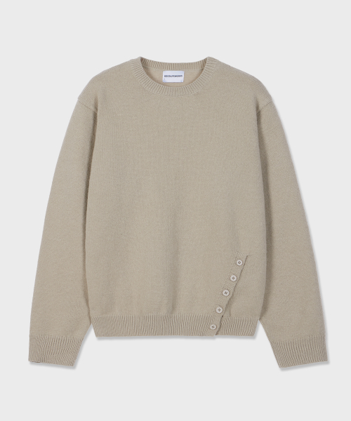 Unisex Side Button Knit Beige