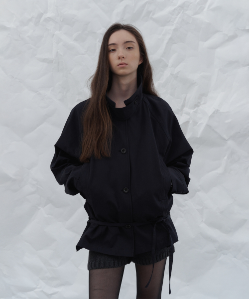 Slouch half trench coat - navy