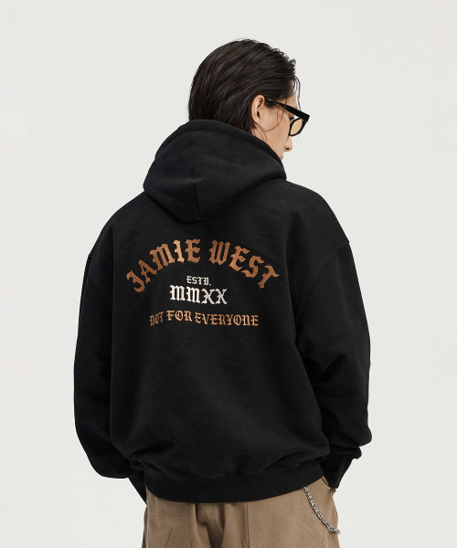 JW 레터링 기모 후드티 (블랙) — Main product photo