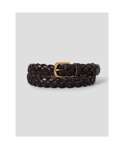 [Unisex] Weaving Leather Belt Brown (TA678ZU02D)