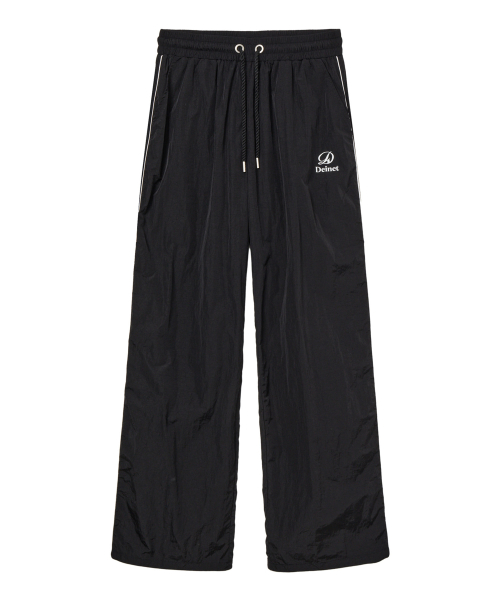 DRAWSTRING NYLON PANTS IN BLACK
