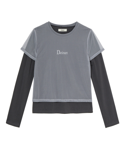 SEE-THROUGH LAYERED LONG SLEEVE IN CHARCOAL