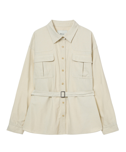 FRAYED COTTON SHIRT IN OATMEAL