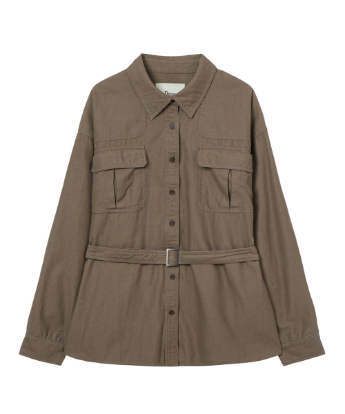 FRAYED COTTON SHIRT IN BROWN
