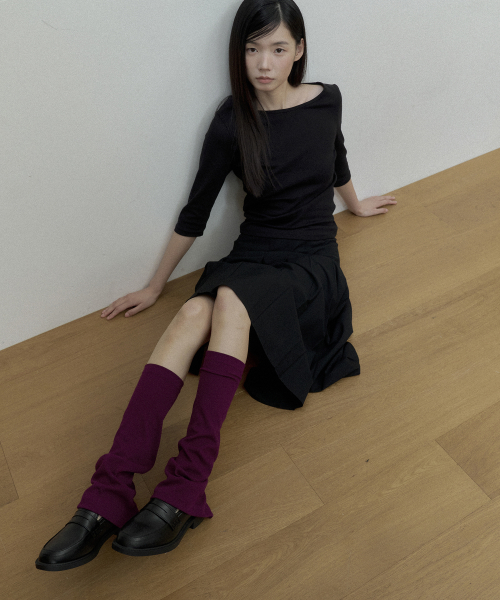 Fine Ribbed Slit Leg Warmers (purple)