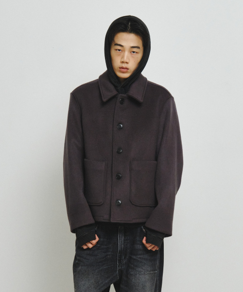Fine Wool Short Coat (Purple Gray)