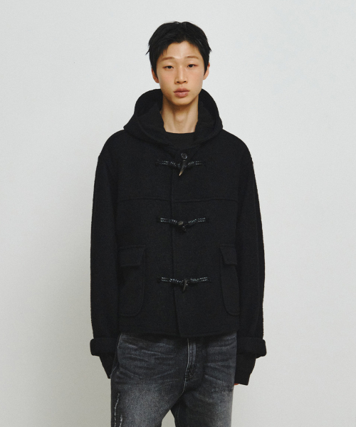 Morrow Hooded Duffle Short Coat (Black)