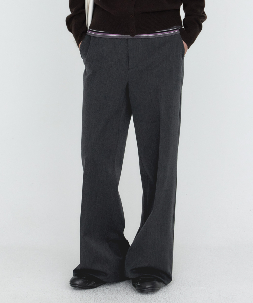 Classic Straight Wide Slacks Charcoal MDPT092CHARCOAL