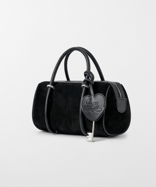 [Bag Charm Set] Real Cow Leather Suede Mini Bag Black MDBG015BLACK