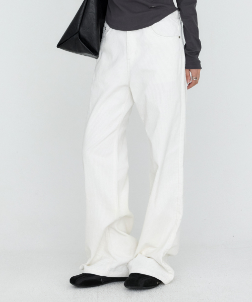 Corduroy Pocket Straight Fit Pants Ivory MDPT087IVORY