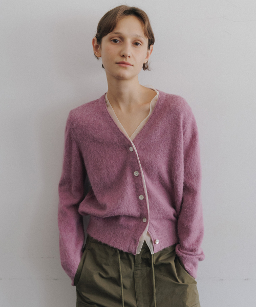 Rosha Organza Alpaca Cardigan (Violet)