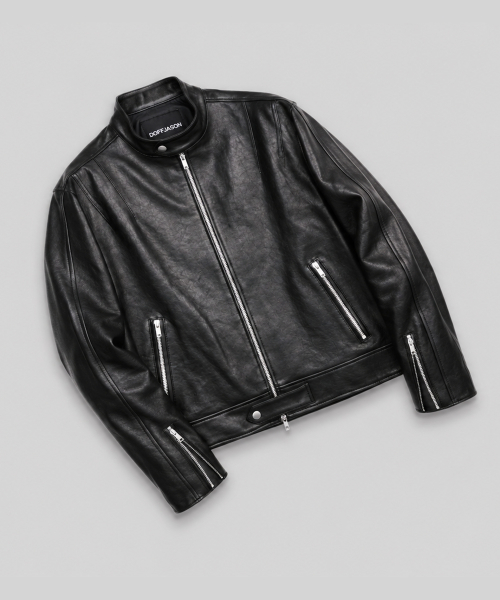 [10th Anniversary] Equity Vegetable-Tanned Leather Driver Jacket BLACK
