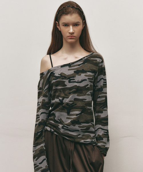 CAMO OFF SHOULDER TOP_GRAY