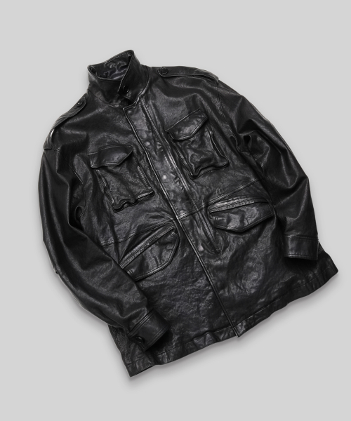 [10th Anniversary] Vintage Washed Vegetable Leather M51 Field Jacket BLACK