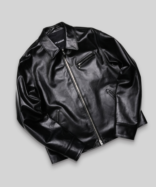 [10th Anniversary] Calfskin 30s Leather Sports Jacket BLACK