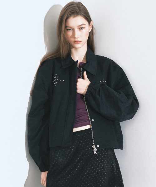 STUD WINDBREAKER JACKET_BLACK