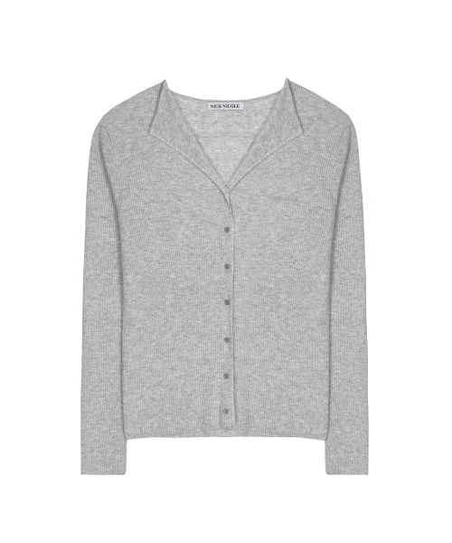 OPEN COLLAR KNIT CARDIGAN_GRAY