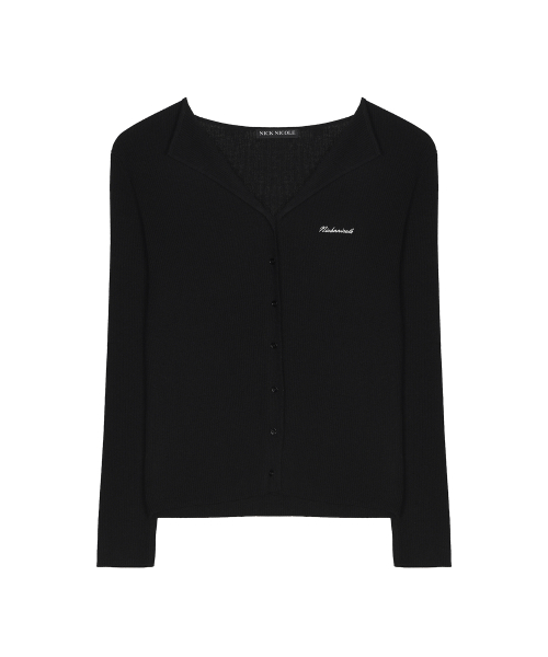 OPEN COLLAR KNIT CARDIGAN_BLACK