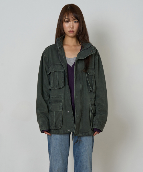 토피 우먼 W 워시드 아웃 포켓 필드 자켓 (KHAKI)