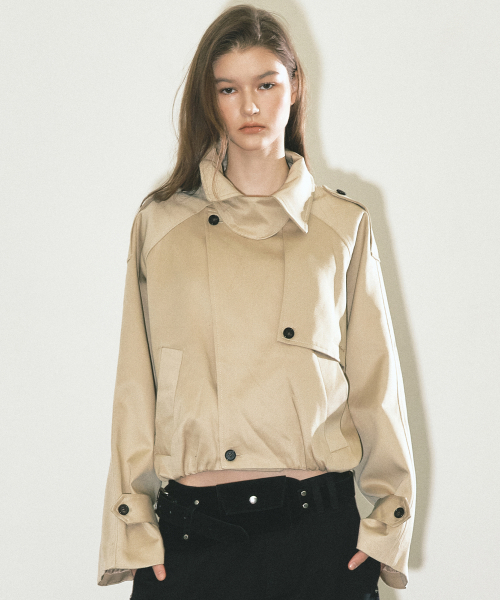 WASHED COTTON TRENCH JACKET_BEIGE