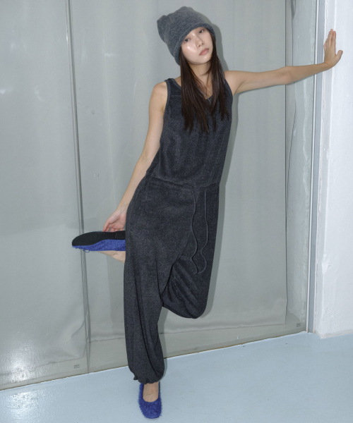TERRY WIDE JUMPSUIT / CHARCOAL