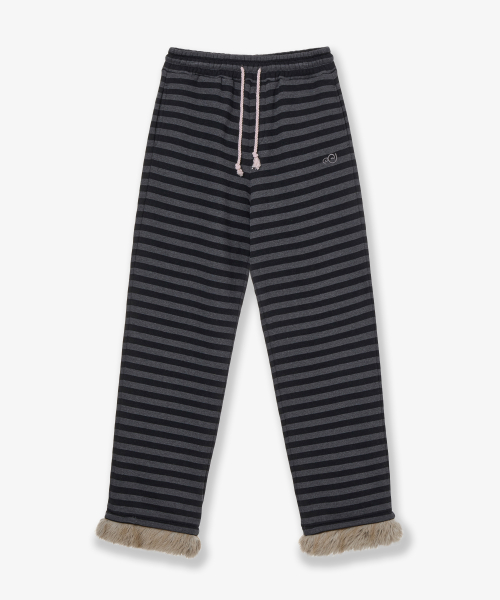 STRIPE FUR SWEATPANTS [CHARCOAL]